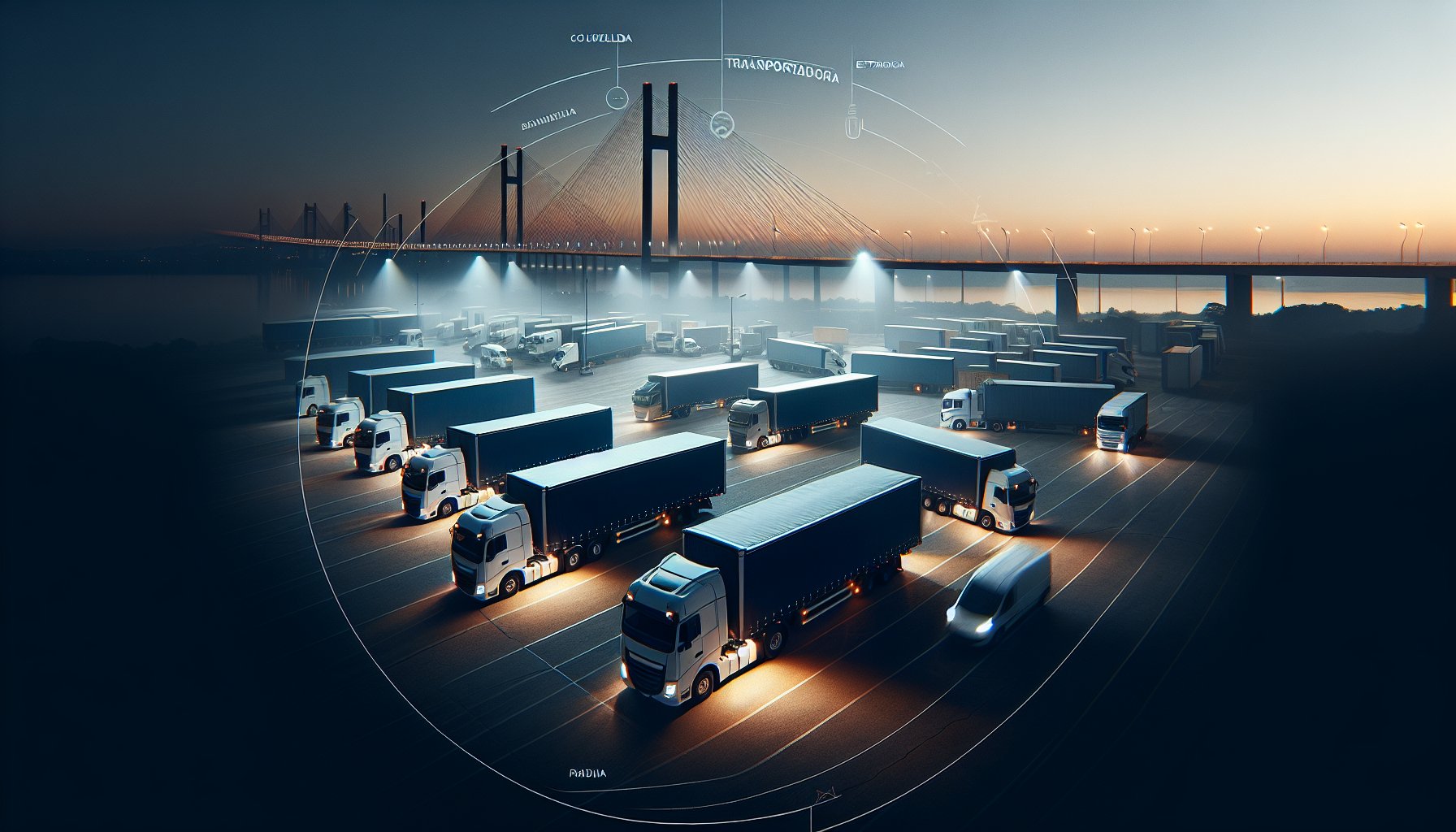 Caminhões em pátio logístico, representando o serviço de contabilidade para transportadoras em Manaus pela Habreu Contabilidade.